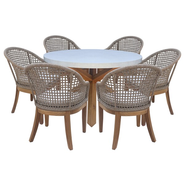 International Concepts Outdoor 7 Piece Patio Furniture Set with a Round Table and 6 Chairs KODT-351RT-RB-300-3 - main